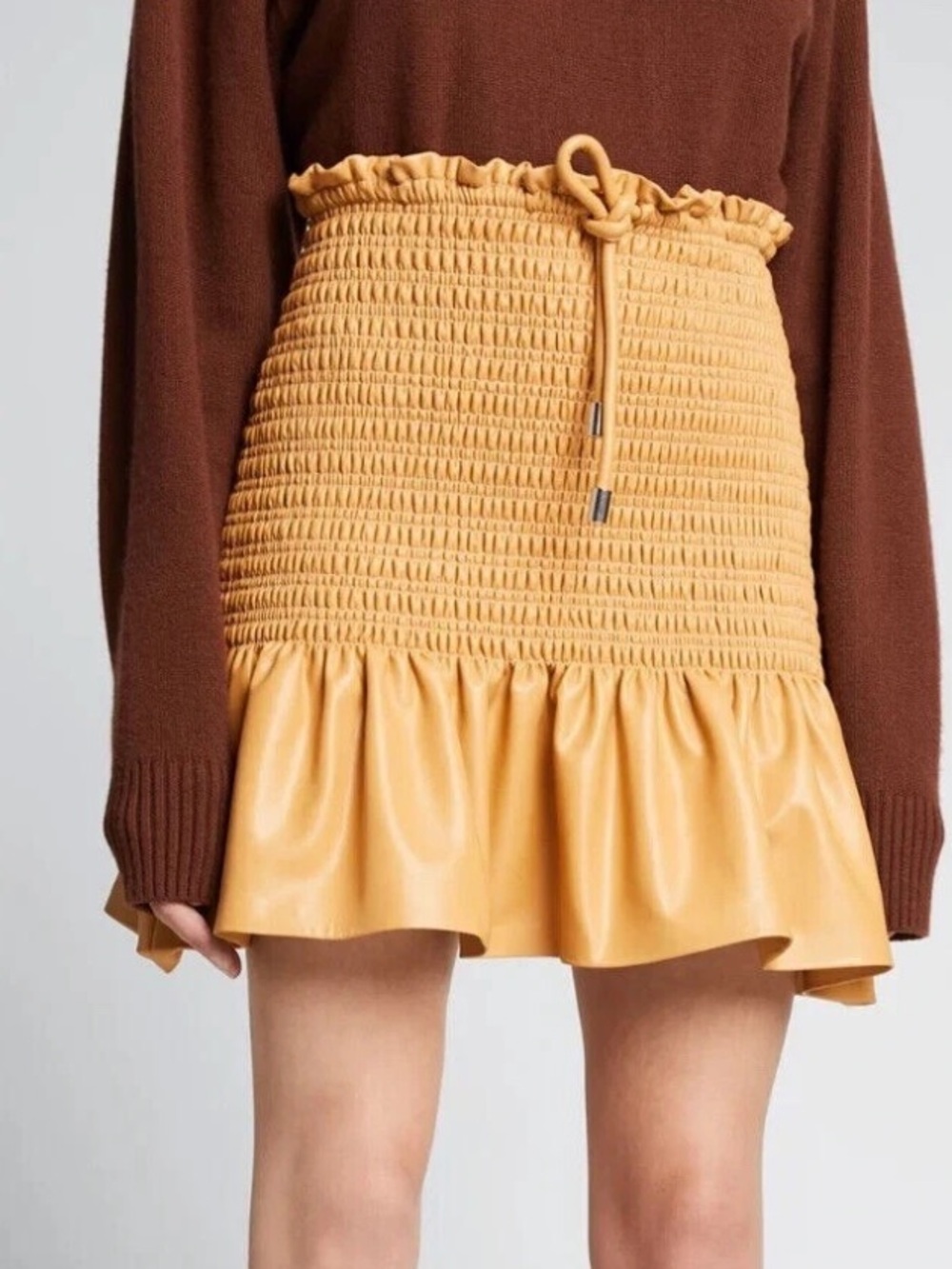 ALC JENNY Vegan Leather Smocked Drawstring Mini Skirt ❤️❤️